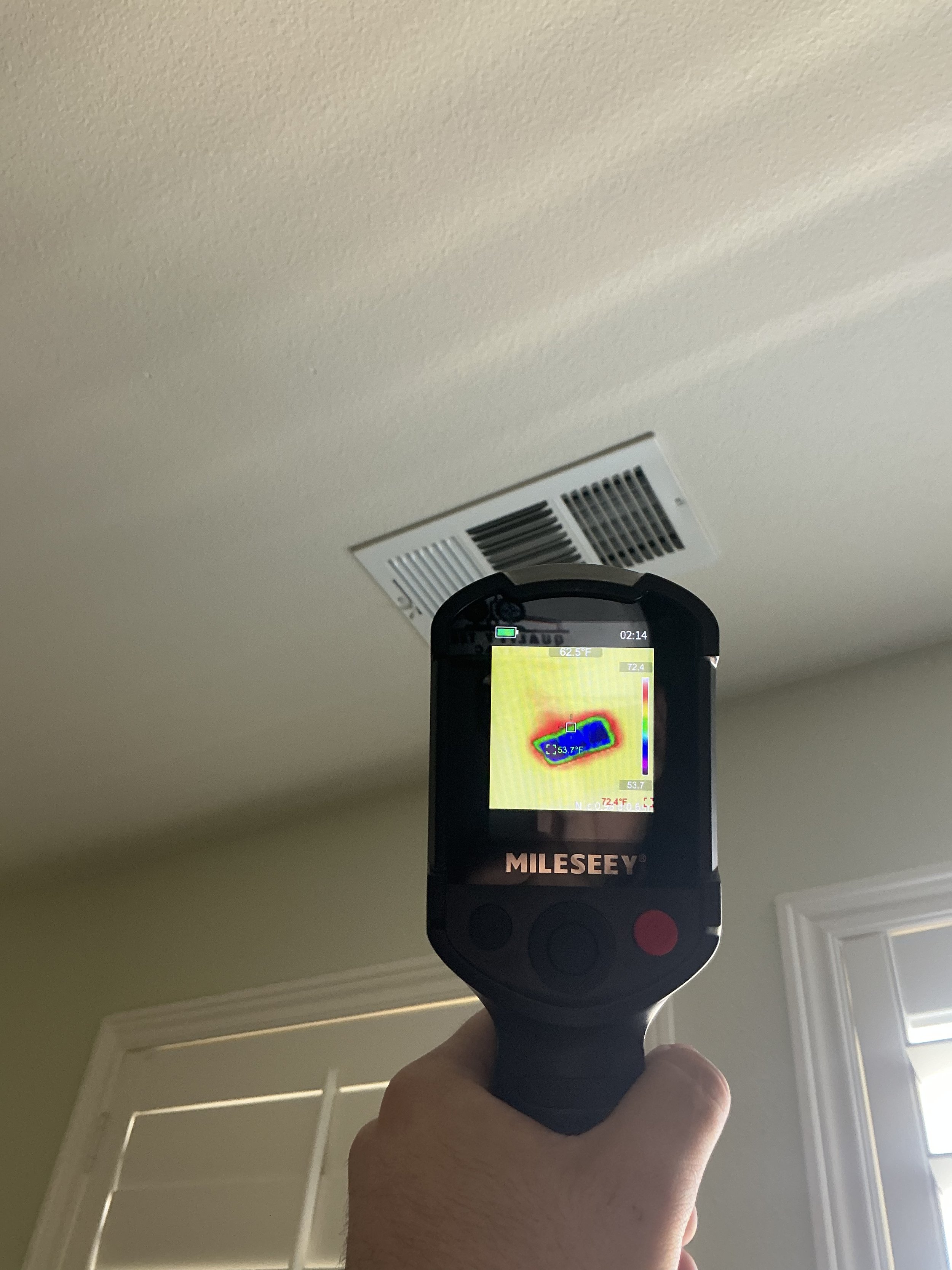 Thermal inspection of an HVAC vent in a home